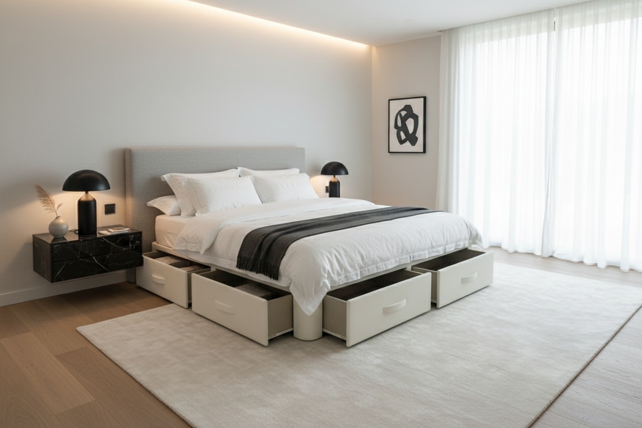 camas con cajones frontales y laterales